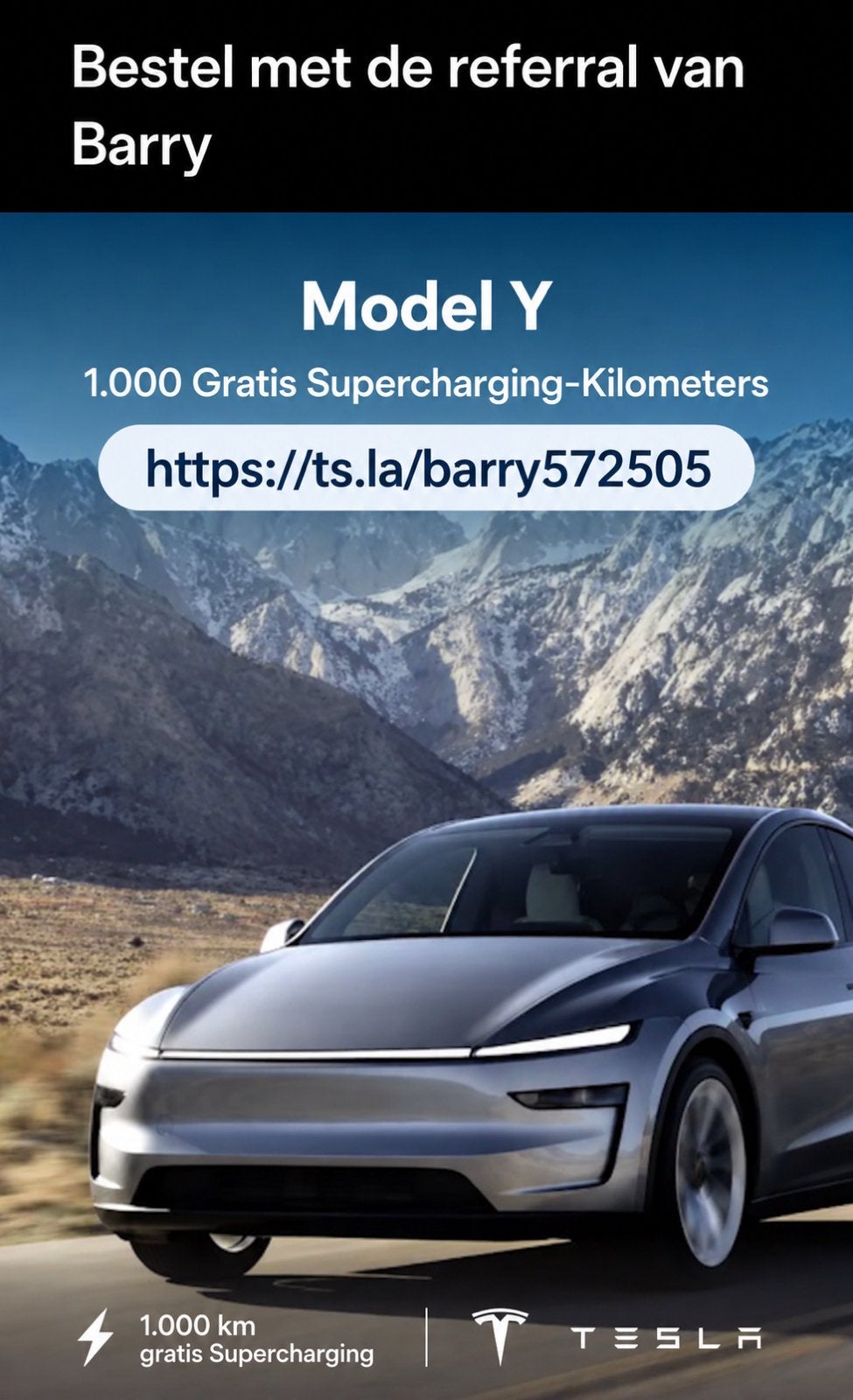 Tesla referral gratis 1000km supercharging, Ophalen