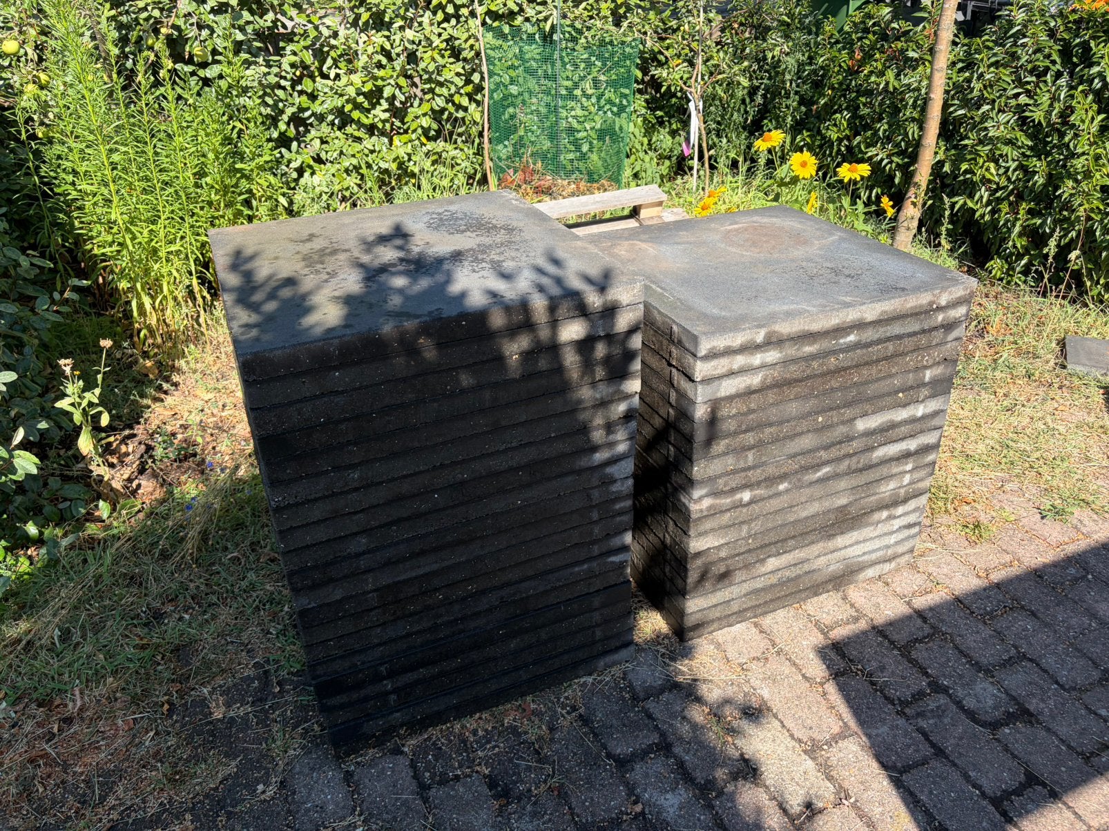 37 Grijszwarte terrastegels 60x60x4cm Geotops Stretto Milano, Ophalen, Zo goed als nieuw, Beton, Terrastegels
