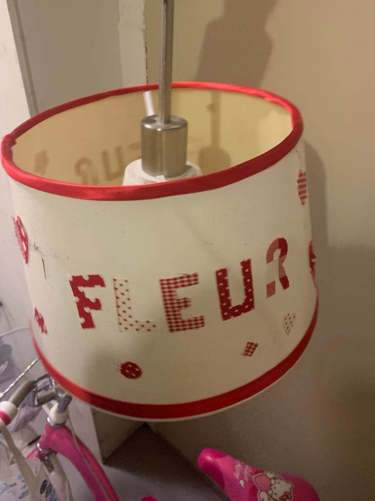 Leuke kinder kamer plafond lamp met 'Fleur' opdruk, Ophalen of Verzenden, Gebruikt