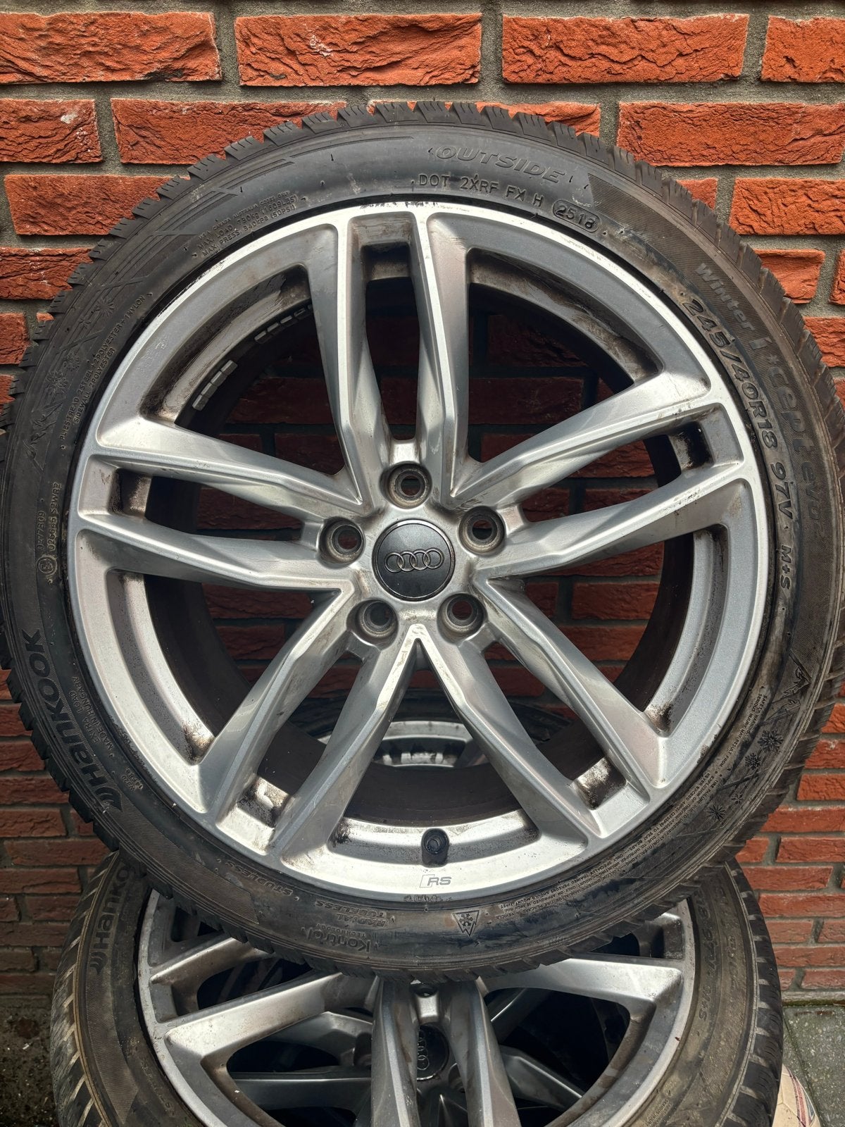 Audi RS 18 inch velgen met Hankook winterbanden., Ophalen, 18 inch, Banden en Velgen, Winterbanden