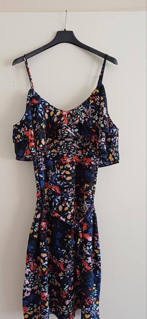 Mooie vrolijke jurk off shoulder met schouderbandjes, 42, Overige kleuren, Maat 42/44 (L), Ophalen of Verzenden, Zo goed als nieuw
