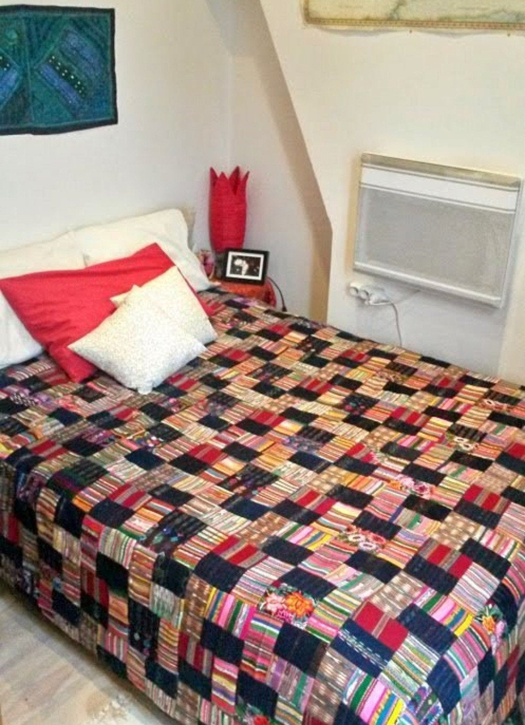 Beautiful bedspread made from traditional Mayan fabric, Ophalen, Zo goed als nieuw, Katoen, Tweepersoons