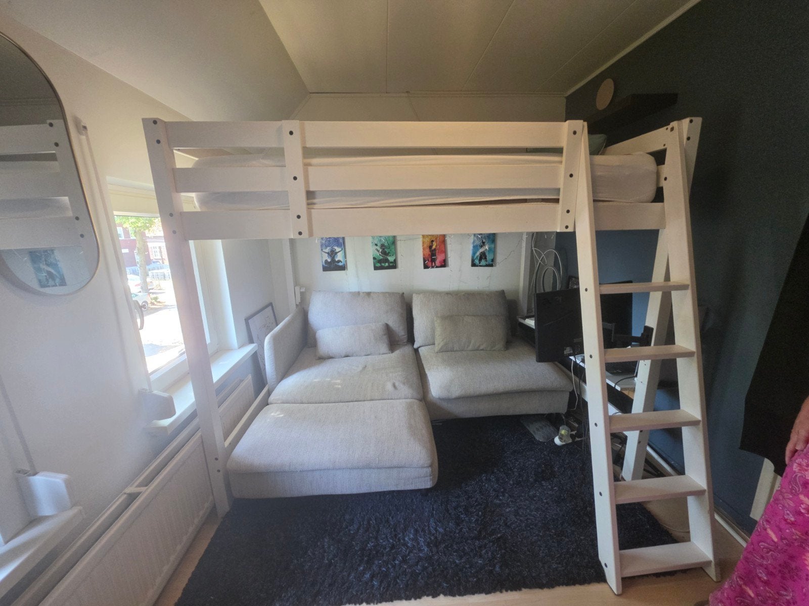 Ikea Stora hoogslaper bedframe wit (verlaagd), Huis en Inrichting, Slaapkamer | Stapelbedden en Hoogslapers, Ophalen, Gebruikt