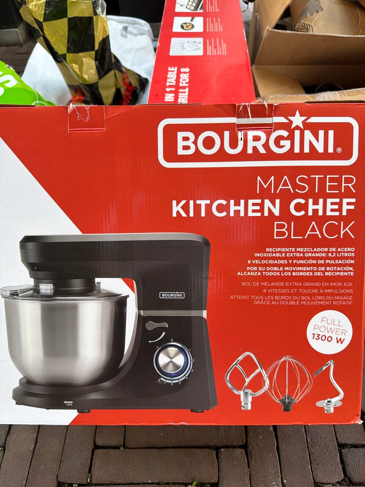 Bourgini Master Kitchen Chef Black 1300W Keukenmachine, 4 liter of meer, Ophalen of Verzenden, Nieuw, 3 snelheden of meer
