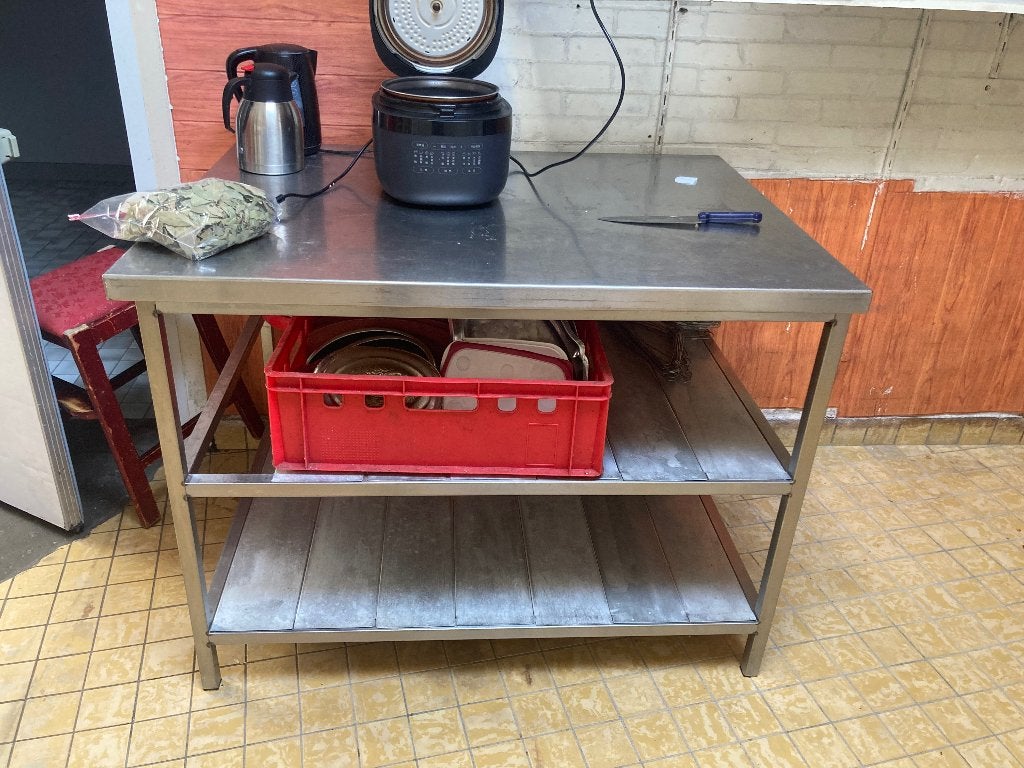 Professionele rvs werktafel, Gebruikt, 100 tot 150 cm, Ophalen of Verzenden, Minder dan 100 cm