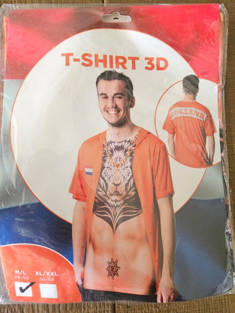 Nieuw Oranje 3D T-shirt Holland Leeuw Ketting, Ophalen of Verzenden, Nieuw, Maat 48/50 (M), Oranje