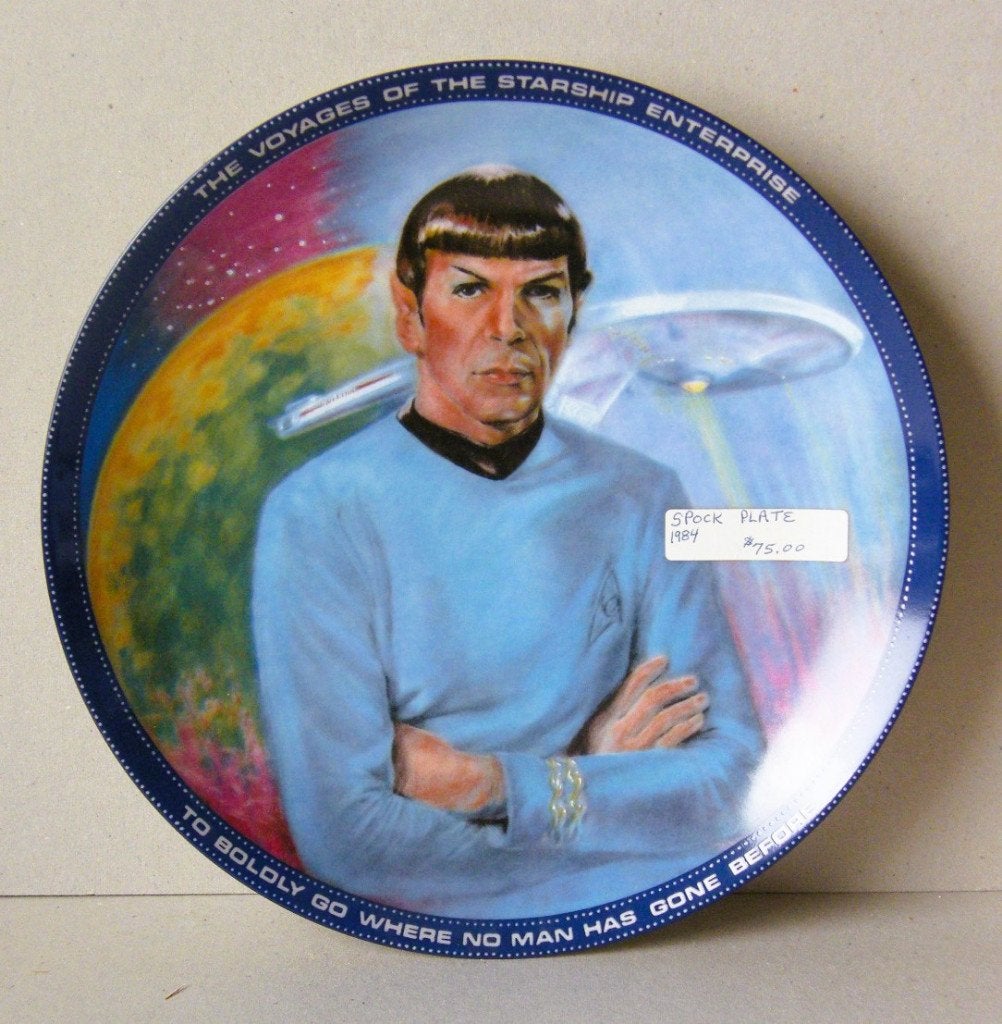 Sierbord Star Trek Mr Spock 1984, Ophalen of Verzenden, Zo goed als nieuw, Tv, Beeldje, Replica of Model