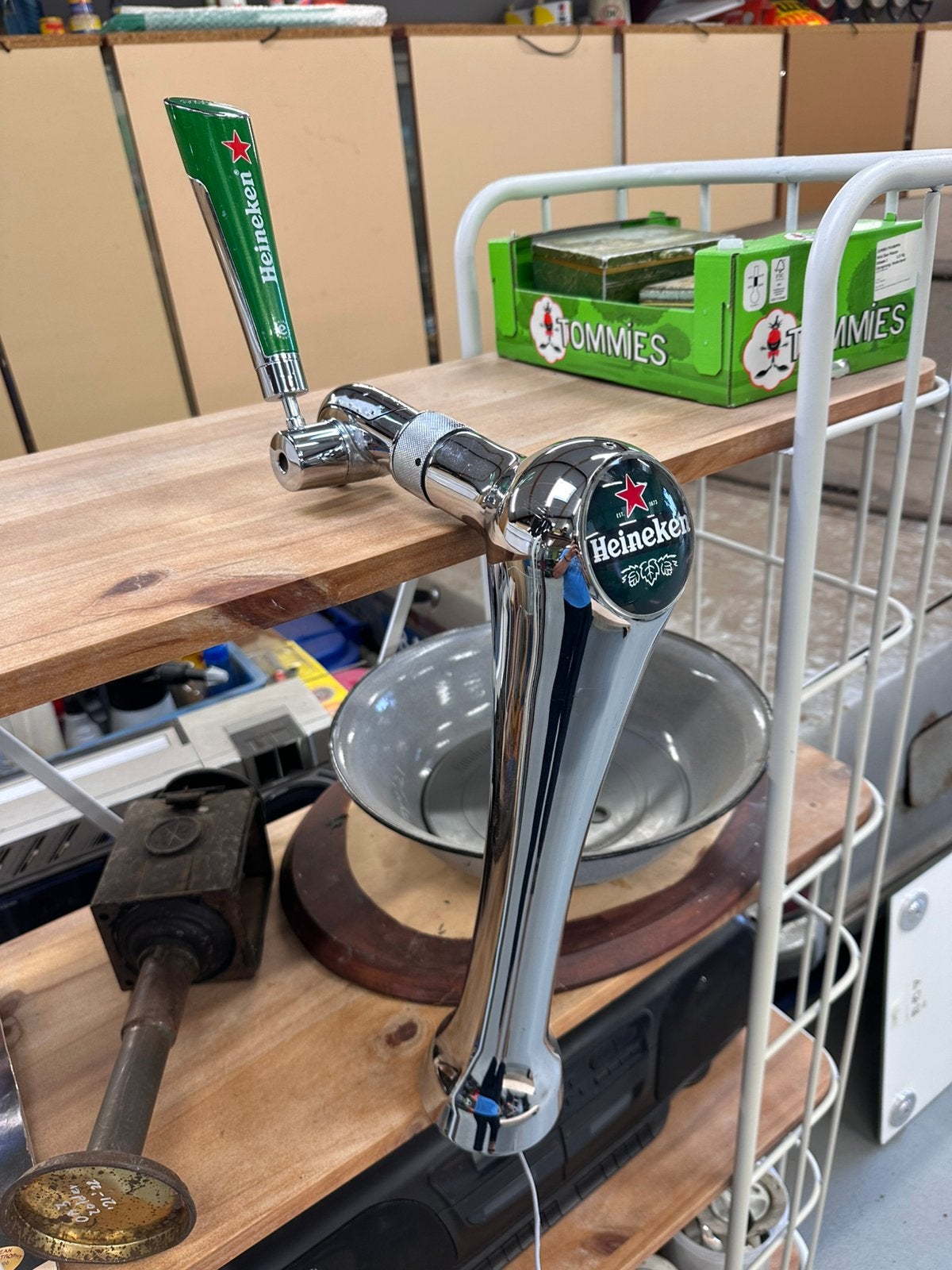 Stoere Heineken Biertap bierpomp met  voor weinig!!, Verzamelen, Biermerken, Ophalen, Zo goed als nieuw, Reclamebord, Plaat of Schild
