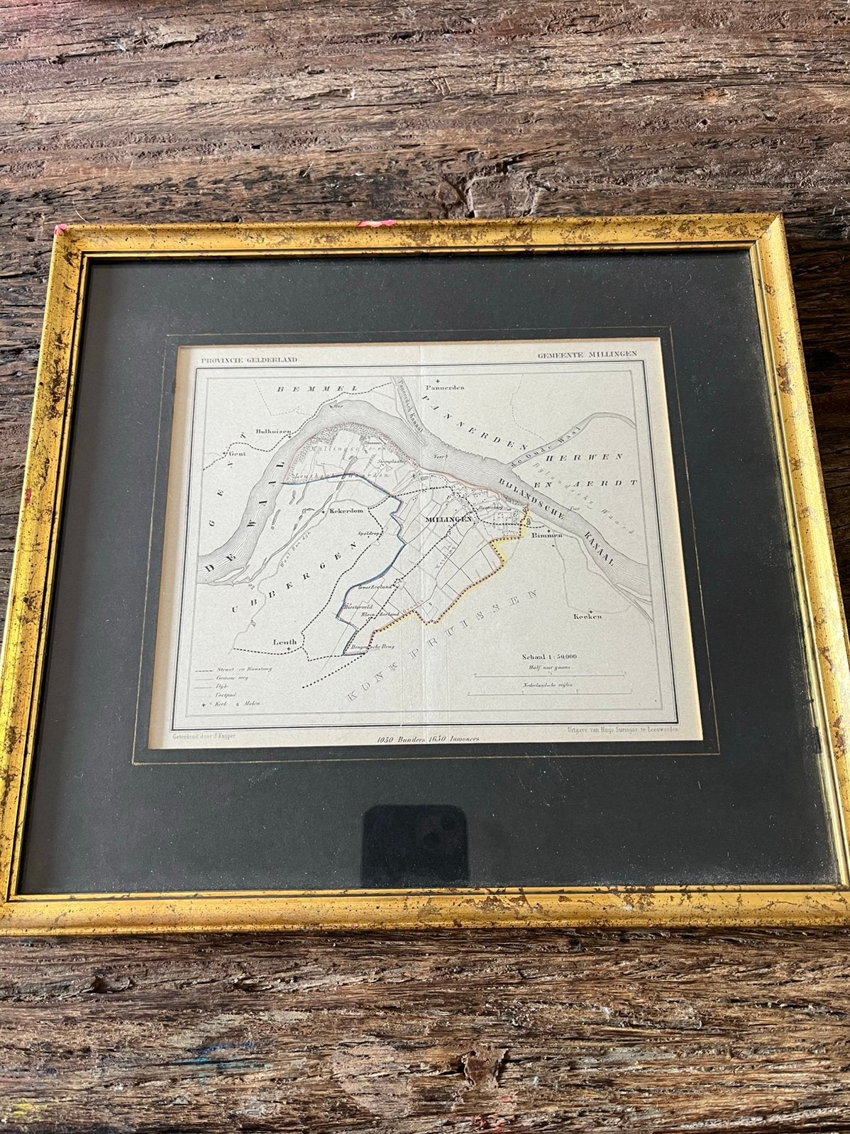 J. Kuyper Millingen originele litho, Boeken, Atlassen en Landkaarten, Ophalen of Verzenden, 1800 tot 2000, Nederland, Landkaart