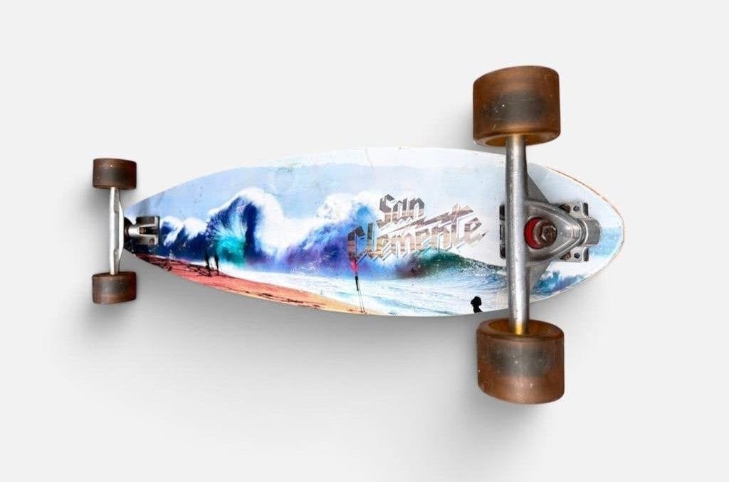 San Clemente longboard met uniek Zee/ Strand design, Ophalen, Gebruikt, Onbekend, Longboard