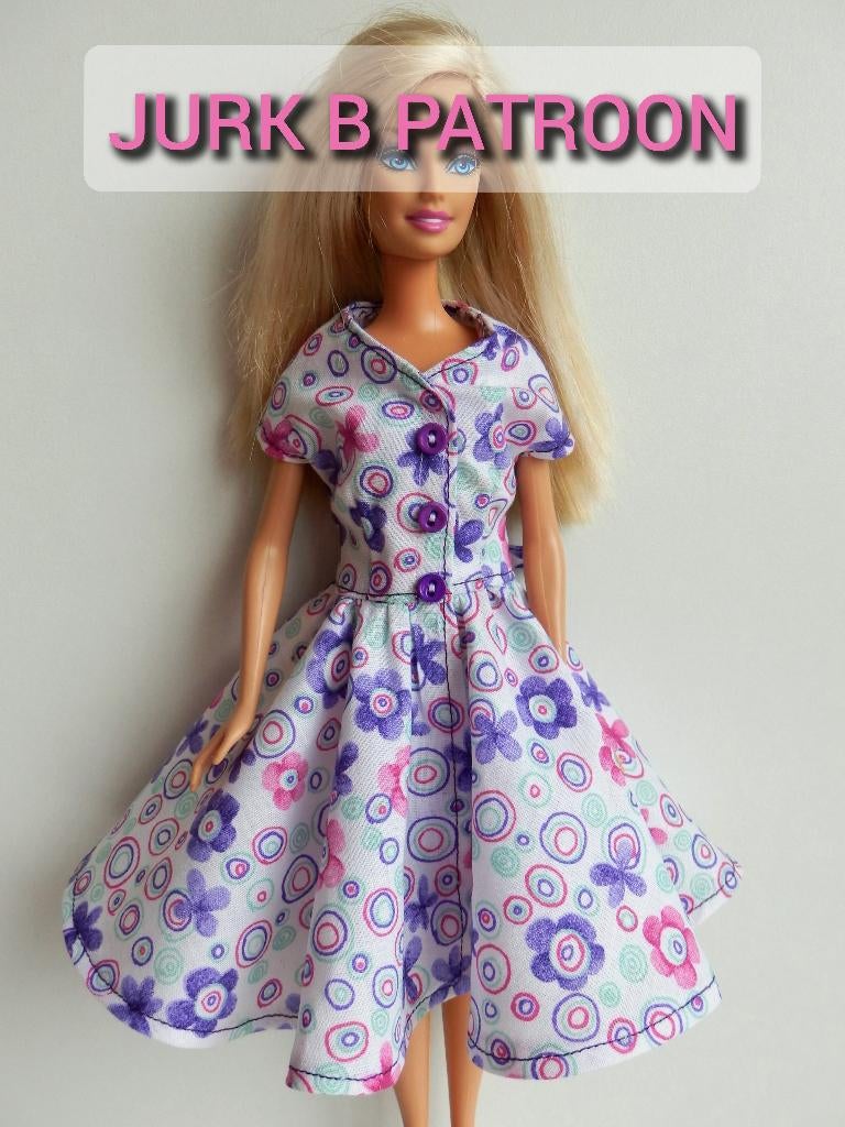 Naaipatroon barbiekleertjes - jurk B + stofjes, Ophalen, Nieuw, Barbie