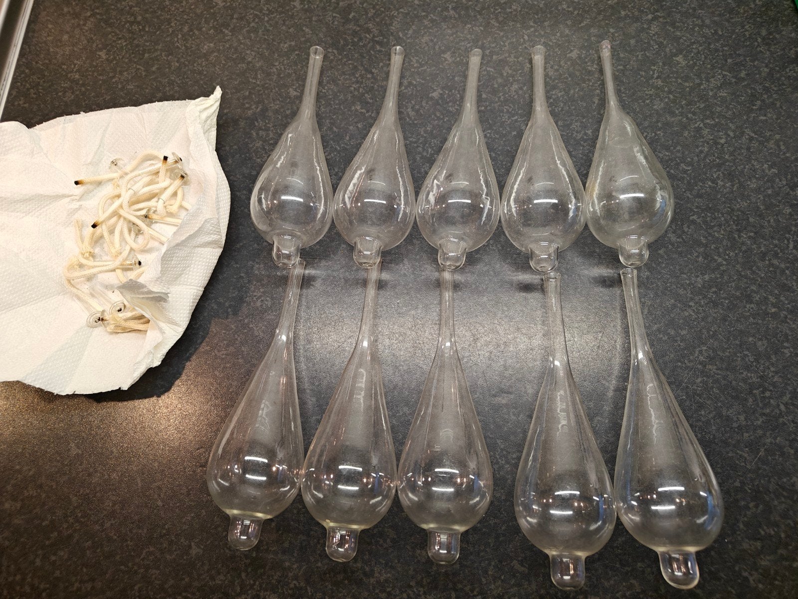 Vintage Olie Lamp Glazen met Lonten - Set van 10, Ophalen of Verzenden