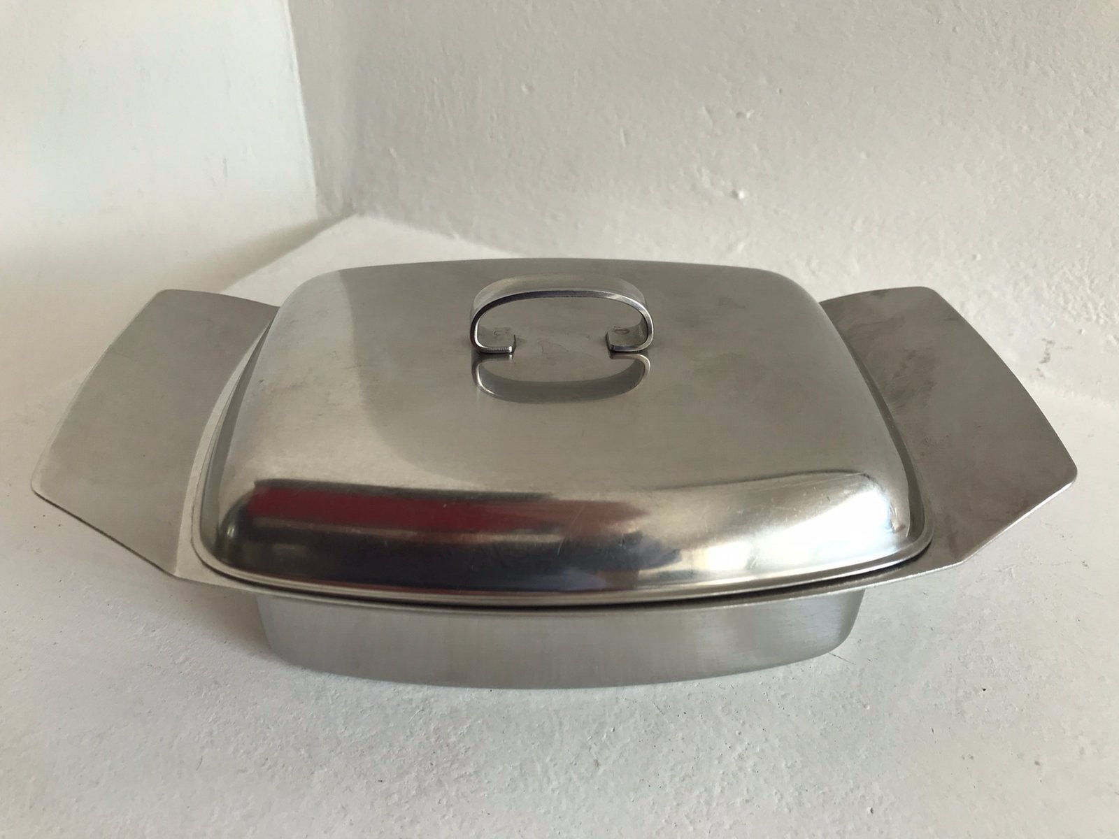 Botervloot met deksel metaal rvs / vintage jaren 70, Ophalen of Verzenden, Huis en Inrichting