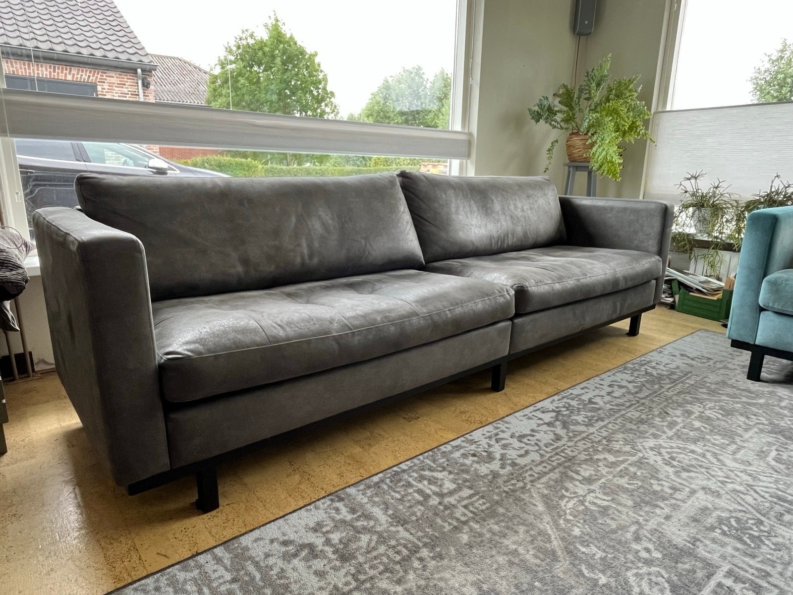 Vila one 4-zits bank veren zitting - 277 cm breed, Ophalen, 250 tot 300 cm, Gebruikt, 75 tot 100 cm