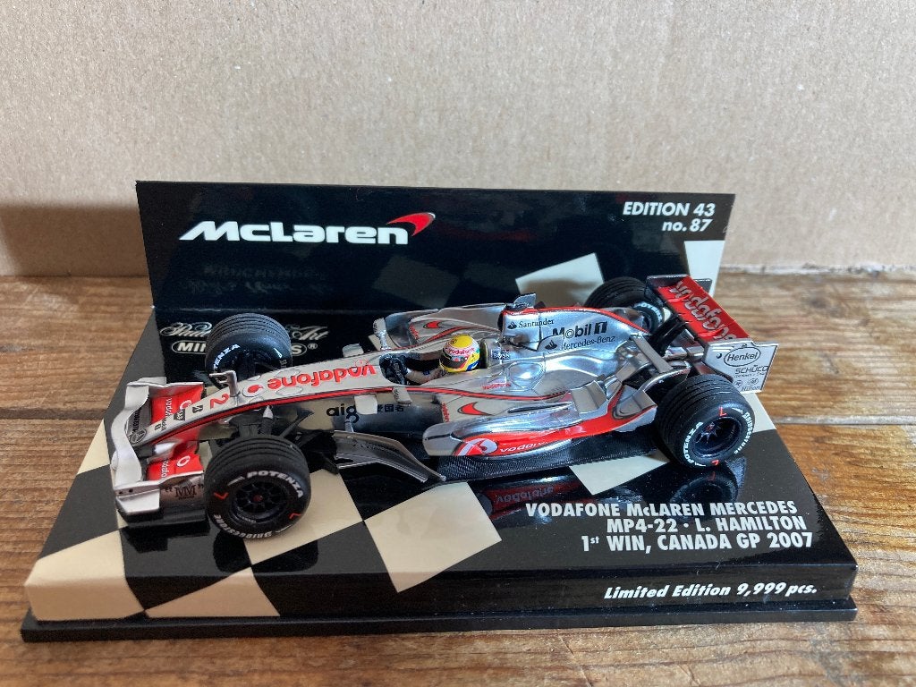 ✅ Lewis Hamilton 1:43 2007 1st F1 win Canada Mclaren MP4-22, Ophalen of Verzenden, Zo goed als nieuw, Formule 1