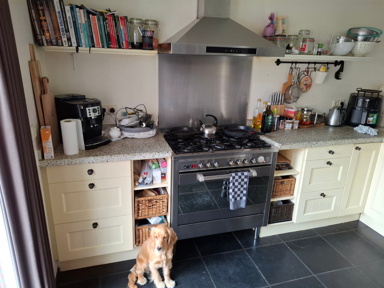 Complete keuken met gasfornuis en afzuigkap, Ophalen, Gebruikt, Hete lucht, 60 cm of meer