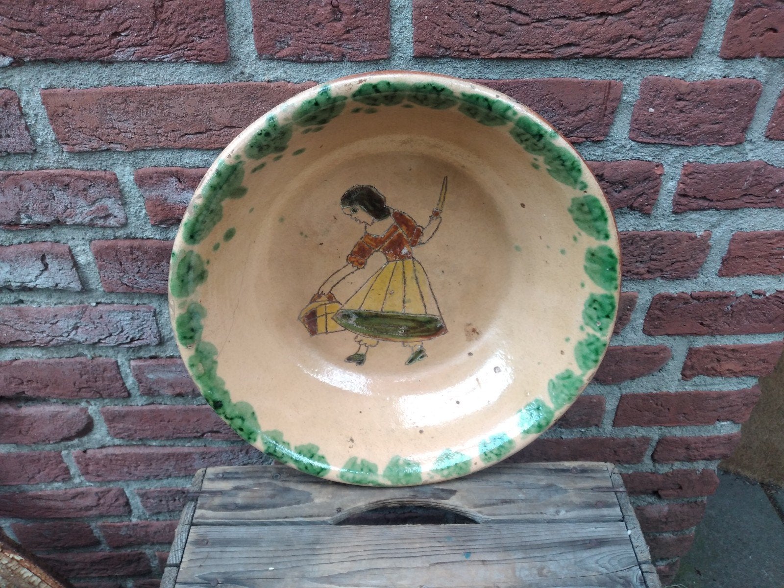 Antieke terracotta aardewerk lebrillo kom/schaal, Antiek en Kunst, Ophalen of Verzenden