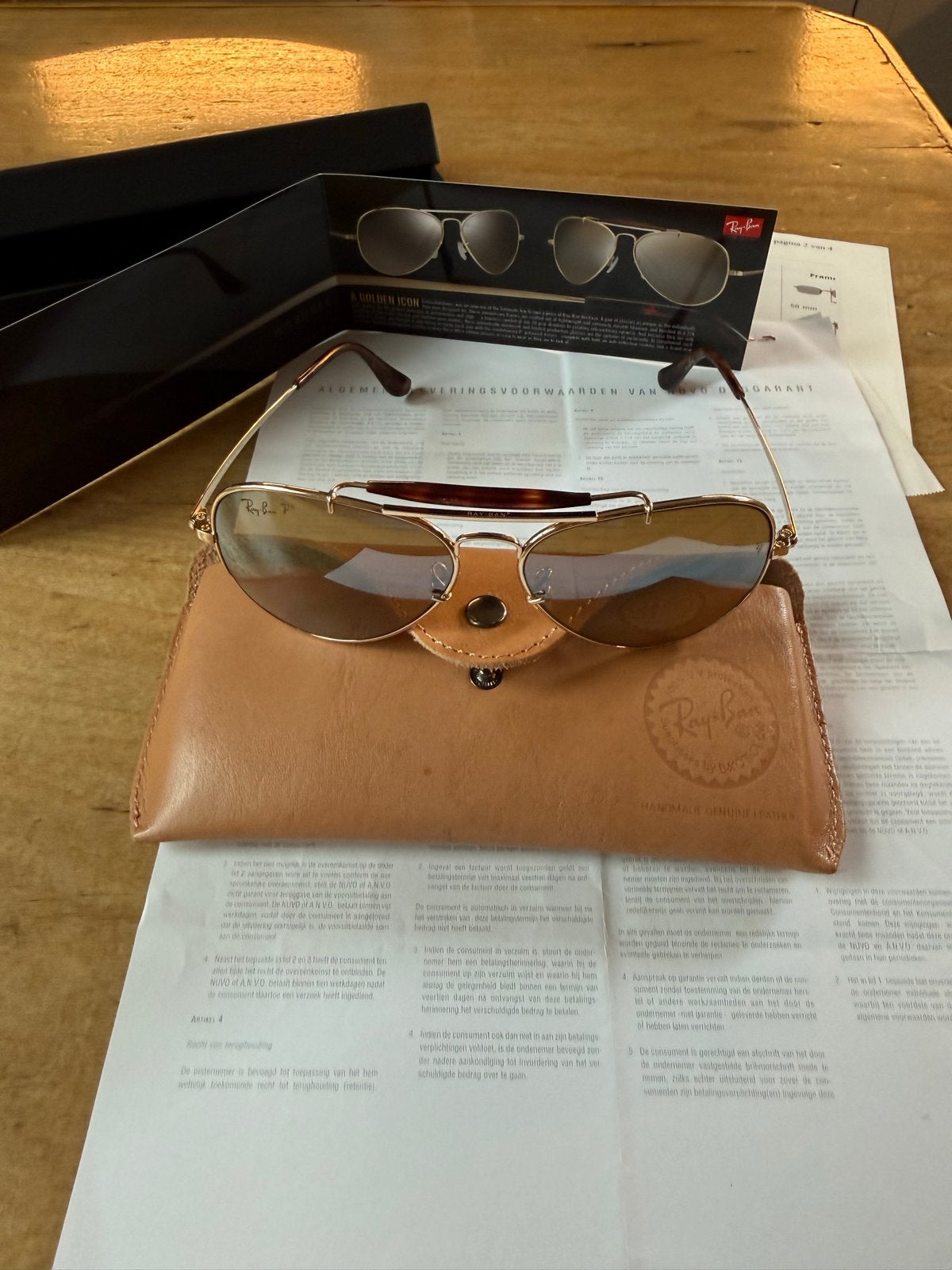 Ray-Ban 8028K Aviator 22K Gold Collection Zonnebril, Sieraden, Tassen en Uiterlijk, Zonnebril, Overige kleuren, Ophalen of Verzenden