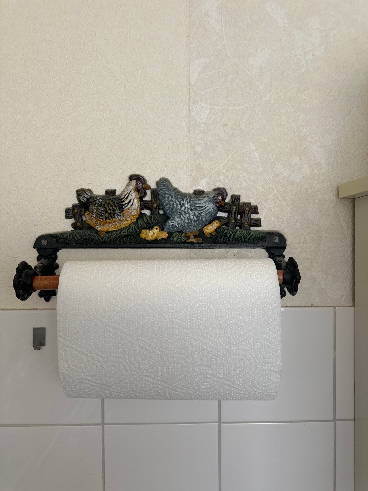 Decoratieve keukenrolhouder met kippen, Ophalen, Gebruikt, Meerkleurig, Landelijk