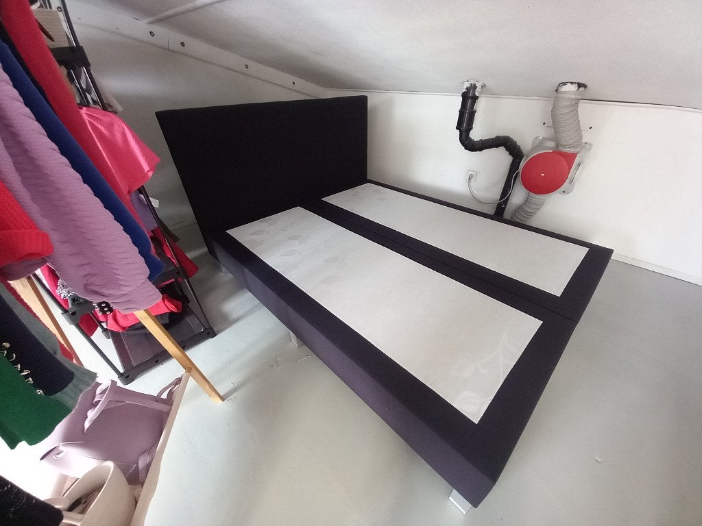 Boxspring 160x200, Huis en Inrichting, Ophalen, Zwart, Tweepersoons, Zo goed als nieuw