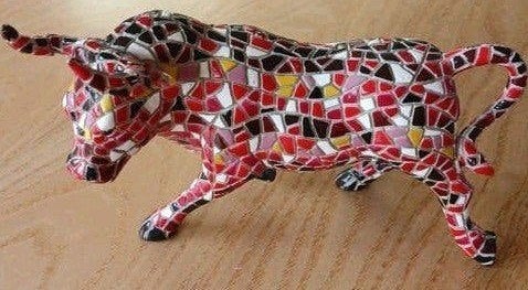 Gaudi mozaïek stier rood, Handgemaakt, Minder dan 20 cm, Rood, Kunststof