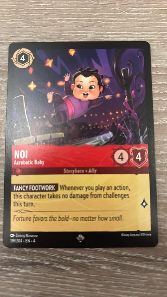 Disney Lorcana Noi Acrobatic baby 119-204 4URS nonfoil, Ophalen of Verzenden, Zo goed als nieuw, Losse kaart