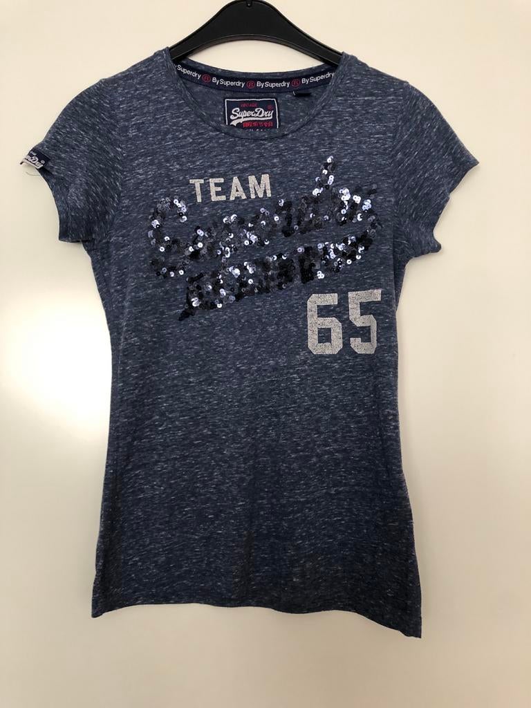 Superdry T-shirt met pailletten - Maat XS, Ophalen of Verzenden, Zo goed als nieuw, Meisje, Shirt of Longsleeve