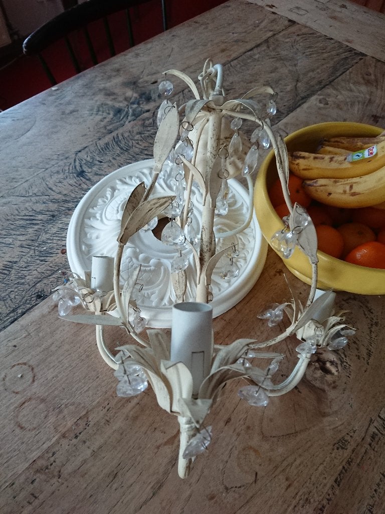 hang lamp brocante model kroonluchter, Ophalen, Gebruikt, Metaal, Brocante kroonluchter