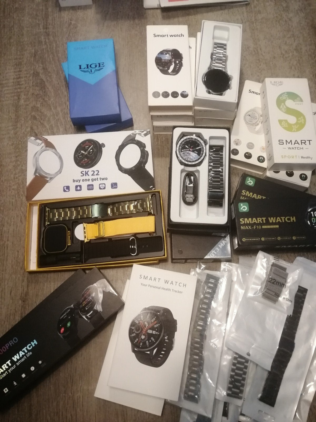 Smartwatch Partij 20 stuks met extra metalen band, Ophalen of Verzenden, Nieuw, Zwart, Android