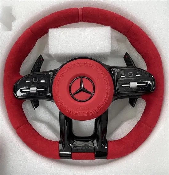 Mercedes rood alcantara stuur compleet sportief AMG upgrade, Auto diversen, Tuning en Styling, Ophalen of Verzenden, ., ., .