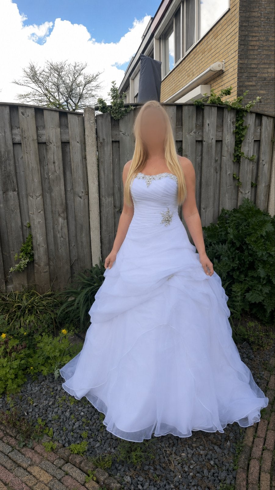Prachtige witte trouwjurk met korset en sleep, Ophalen of Verzenden, Gedragen, Wit, Trouwjurk