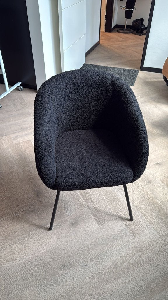 Eetkamerstoel - Sherpa Stof - Black Frame, Zwart, Ophalen of Verzenden, Nijverheidscentrum 44, Opruimdeals