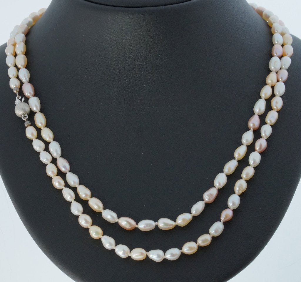 Parel fraaie vintage dames ketting 14k gouden bol slot, Voordeelsieraden, Ophalen of Verzenden, Zo goed als nieuw, Met edelsteen