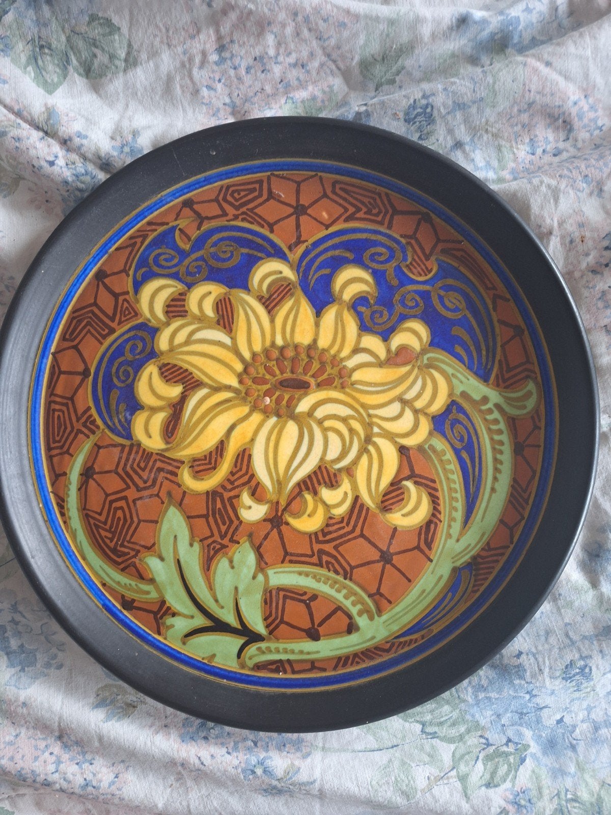 Vintage Holland Plateel Wandbord Bloemmotief, Ophalen of Verzenden