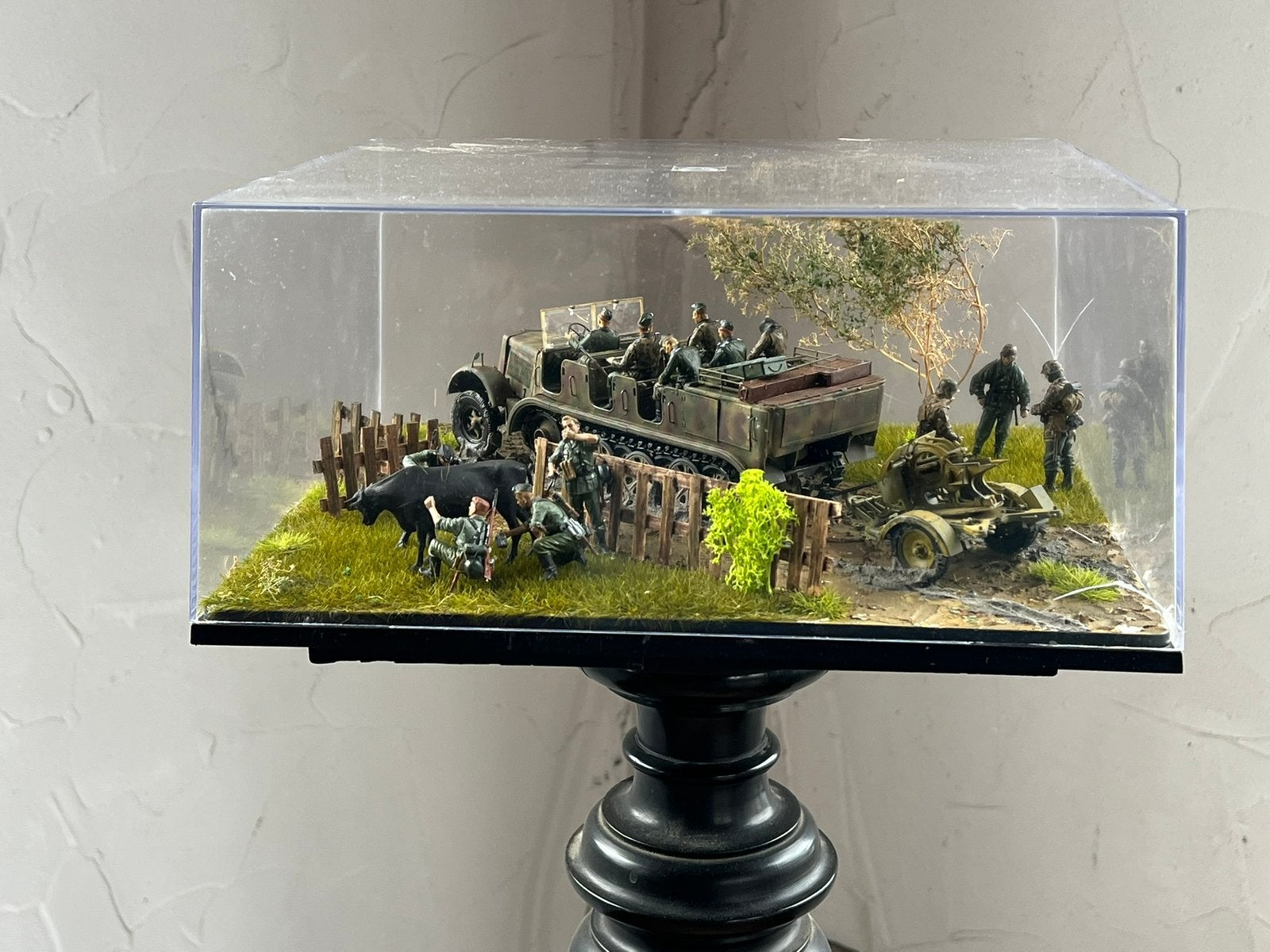 Prachtige 1/35 diorama WO2 Duits, Hobby en Vrije tijd, Modelbouw | Figuren en Diorama's, Ophalen, Zo goed als nieuw, 1:35 tot 1:50