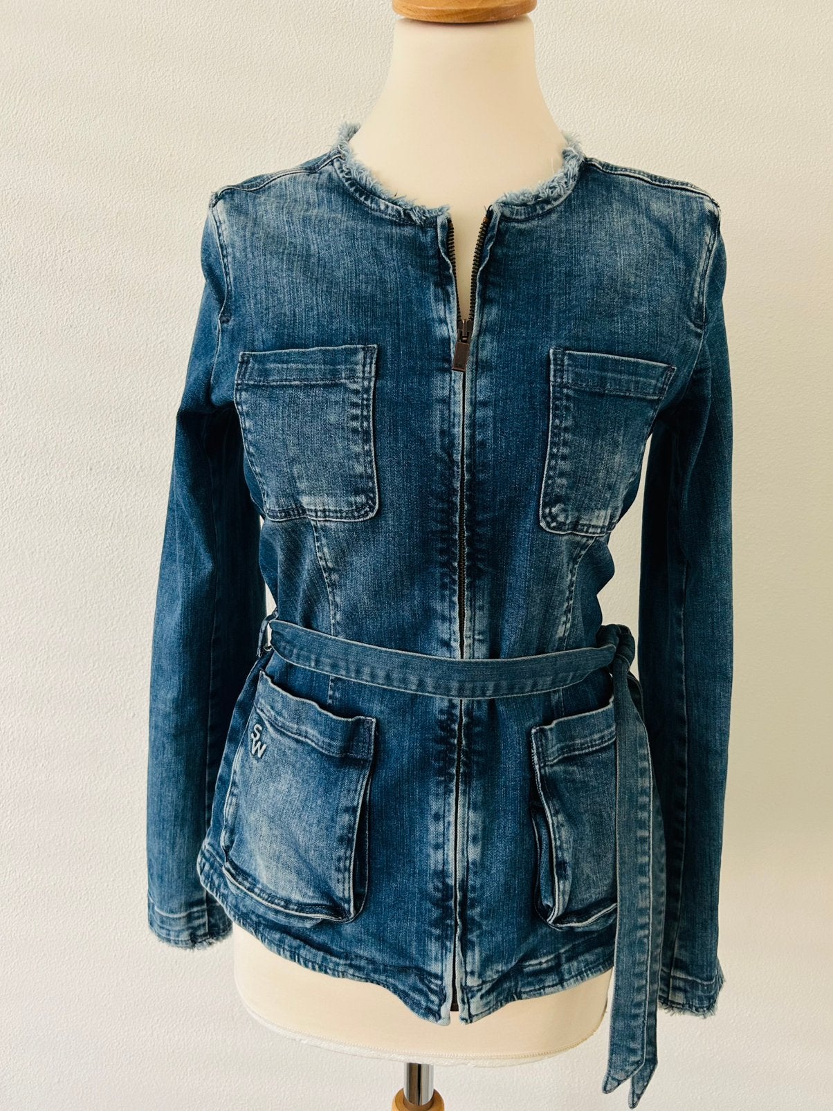 Denim jasje Sandwich maat 34, Ophalen, Zo goed als nieuw, Maat 34 (XS) of kleiner, Blauw