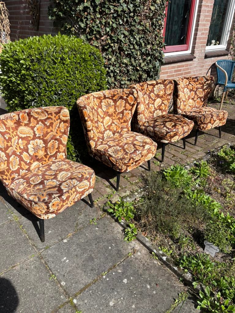 Vintage cocktail stoeltjes, Ophalen, Gebruikt, Overige kleuren, Vier