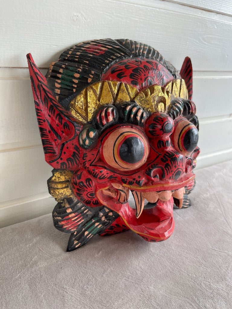 Handgemaakt houten masker uit Bali | houtsnijwerk |decoratie, Antiek en Kunst, Kunst | Niet-Westerse kunst, Hout, Masker, Indonesië