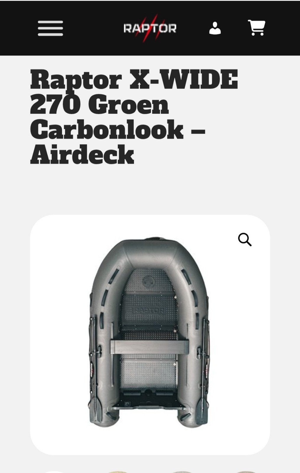 raptor Wide Carbonlook 270 met airdeck, Watersport en Boten, Ophalen, Nieuw, Overige typen