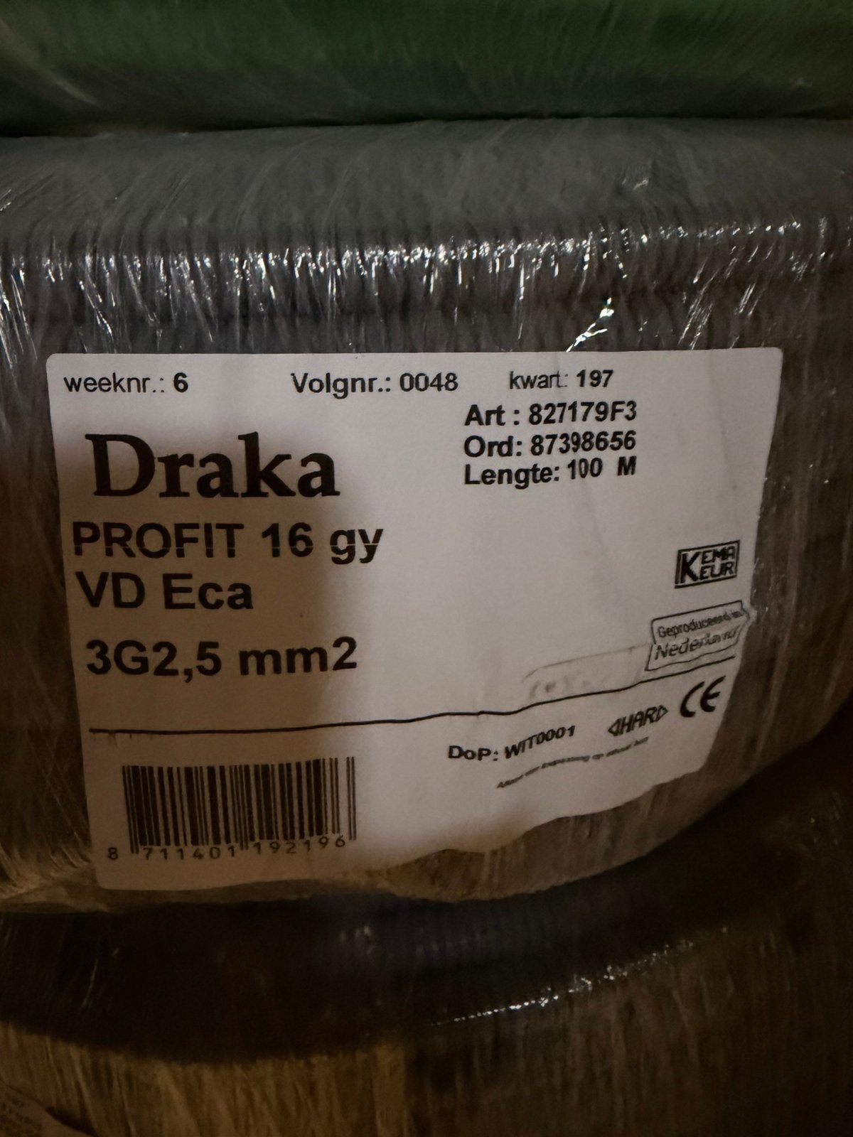 Draka profit 16 ga vd eca 3 x 2.5, Doe-het-zelf en Verbouw, Ophalen, Nieuw, Draka, Kabel of Snoer