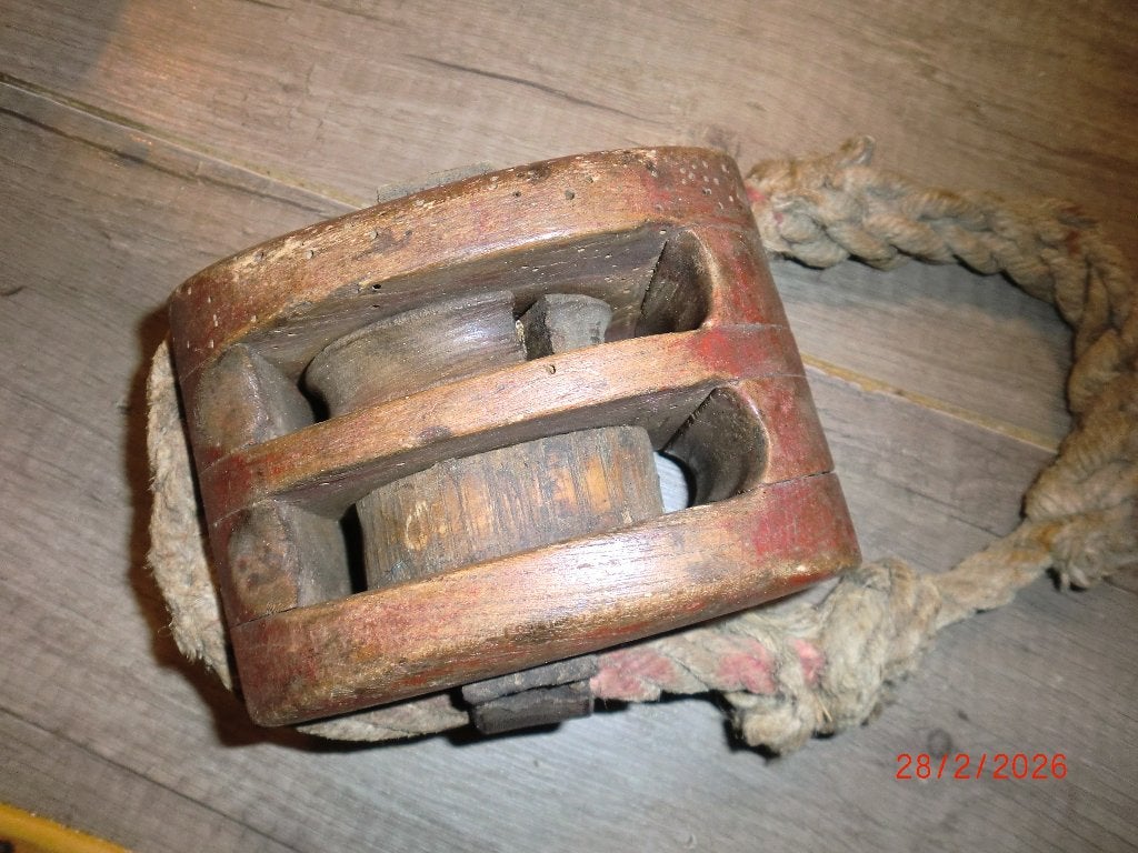 oude houten katrol  katrol, Ophalen of Verzenden, Gebruikt, Motorboot of Zeilboot