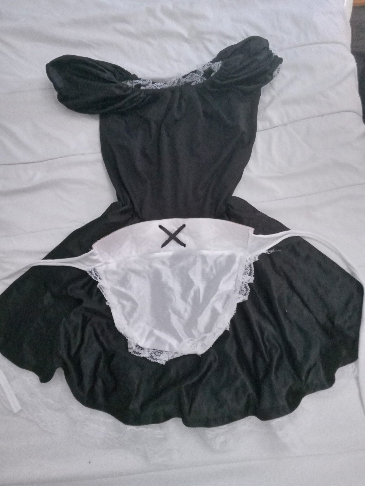 Dienstmeisje schoonmaakster french maid uniform, Maat 38/40 (M), Carnaval, Ophalen of Verzenden, Zo goed als nieuw
