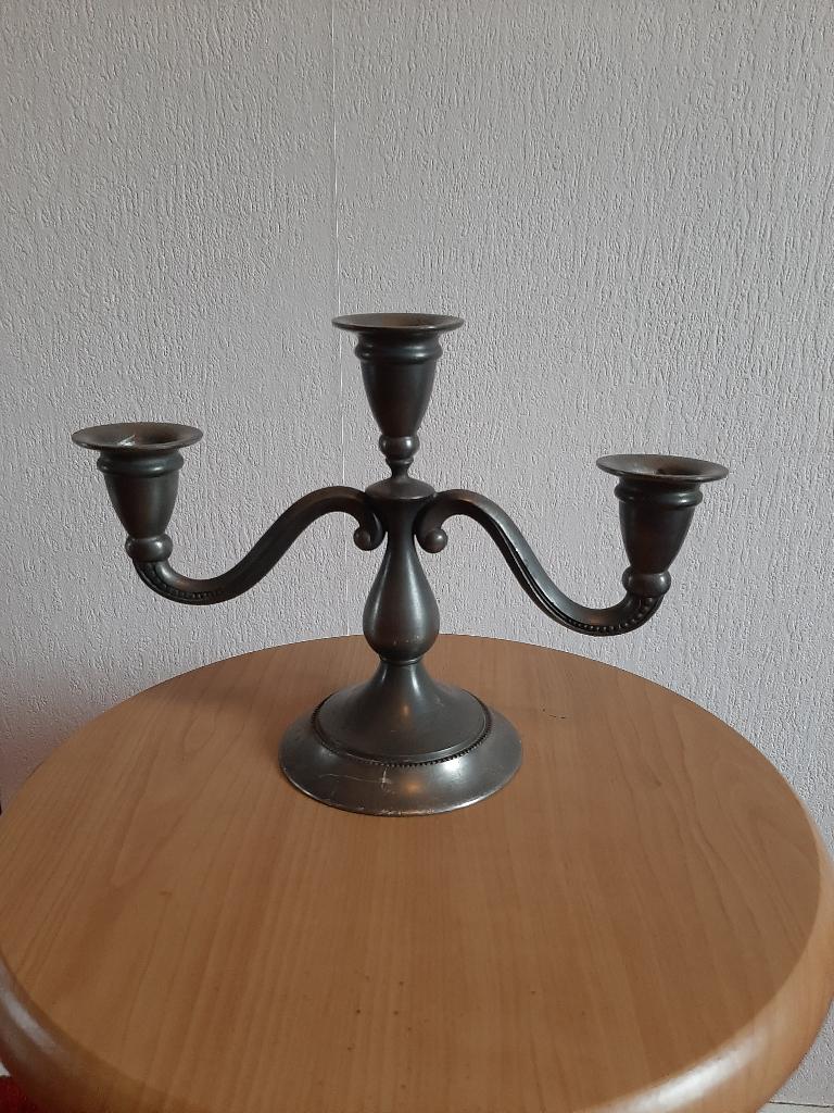 3poot tinnen kaarsen standaard, Antiek en Kunst, Antiek | Tin, Ophalen of Verzenden