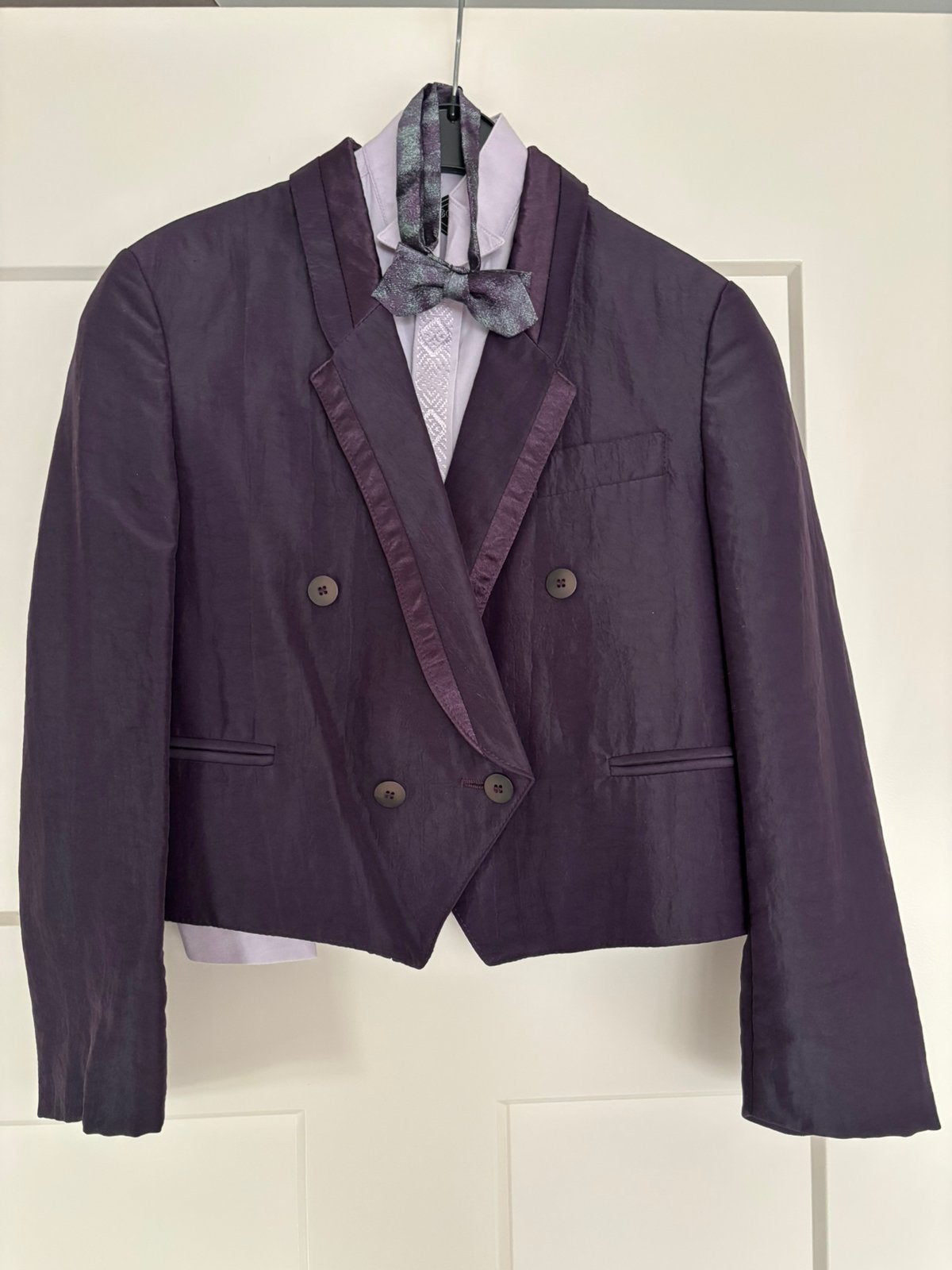 Jongens colbertje met overhemd en vlinderstrikje maat 140, Ophalen of Verzenden, Zo goed als nieuw, Jongen, Overhemd of Blouse