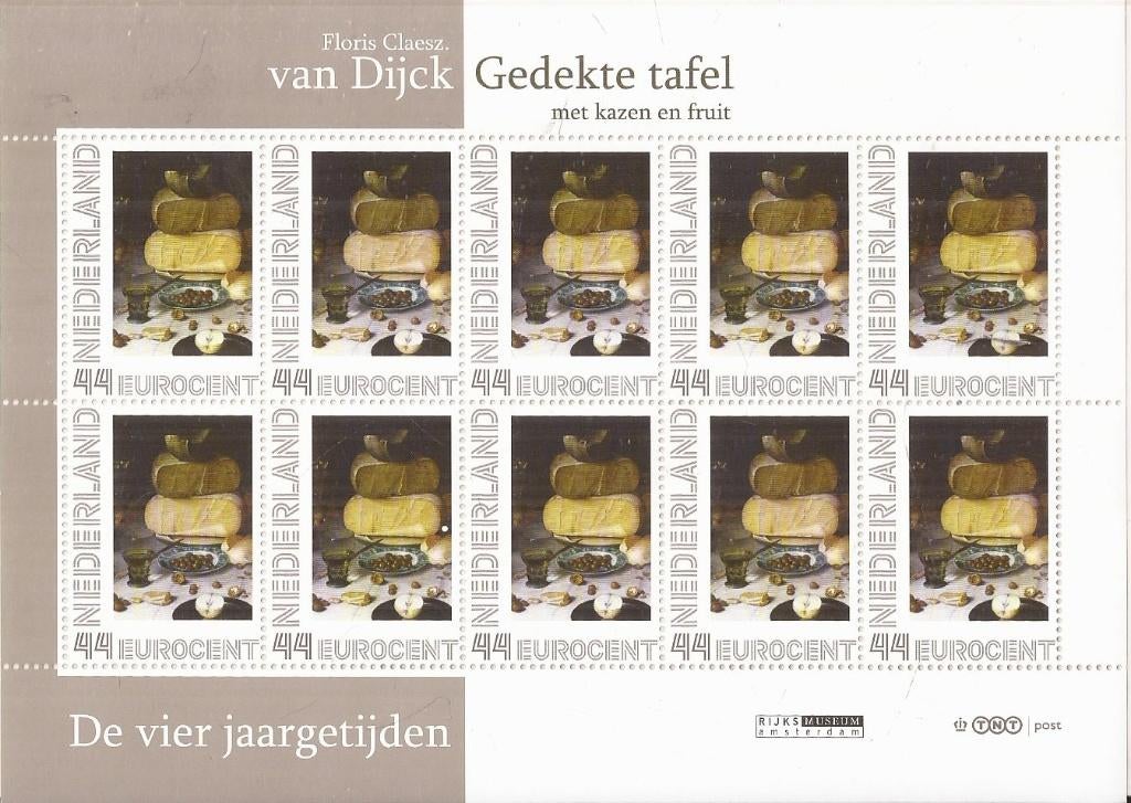 De Vier Jaargetijden - Gedekte tafel met kazen en fruit vel, Ophalen of Verzenden, Na 1940, Postfris