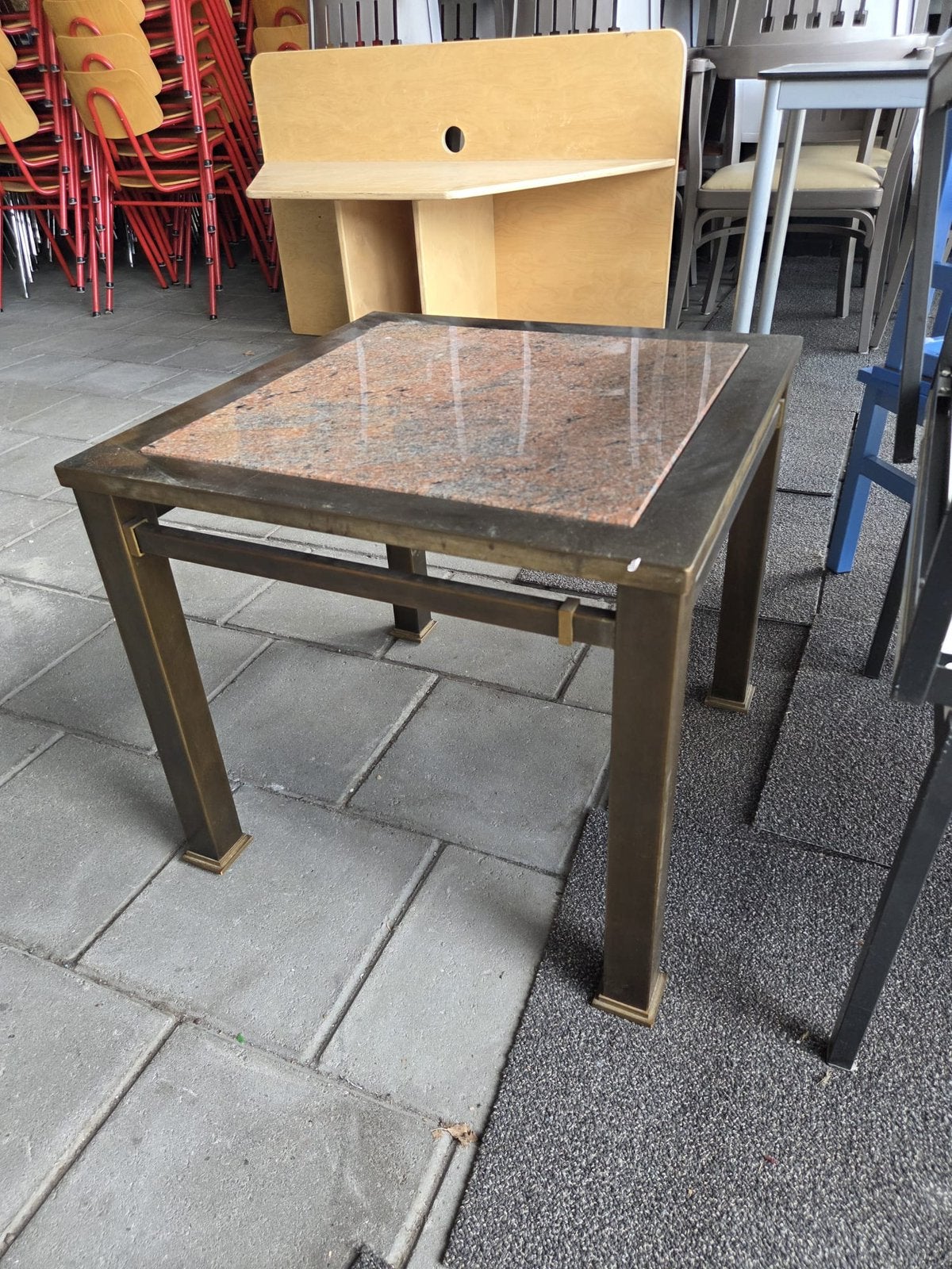 Marmeren Bijzettafel, Huis en Inrichting, Tafels | Bijzettafels, Minder dan 55 cm, Gebruikt, Vierkant, X