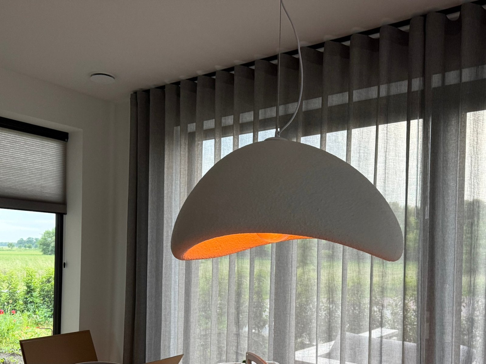 Witte Steenlook Scandinavische /Japandi hanglamp, Overige materialen, Scandinavisch, Ophalen of Verzenden, Zo goed als nieuw