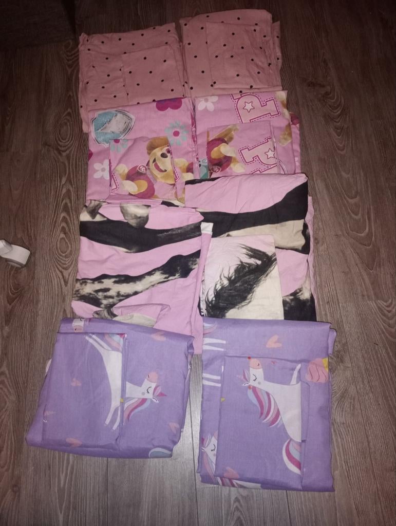 8 complete eenpersoons dekbedovertrekken voor tweeling, Gebruikt, Meisje, Dekbedovertrek, Ophalen of Verzenden