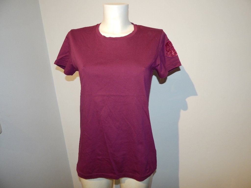 Moncler diep paars aubergine shirt logo velvet op de mouw M