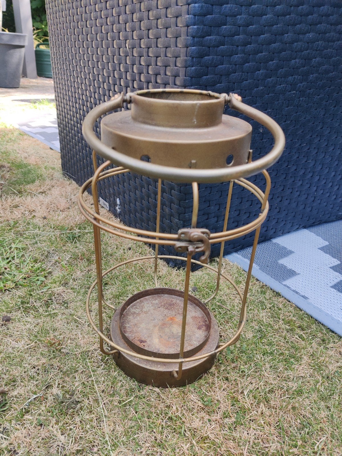 bronskleurig windlicht. Binnen/buiten., Ophalen of Verzenden, Gebruikt, Glas, Minder dan 100 cm